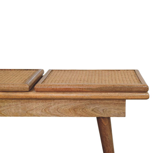 47" Brown Solid Wood Storage Bench With Cabinet
