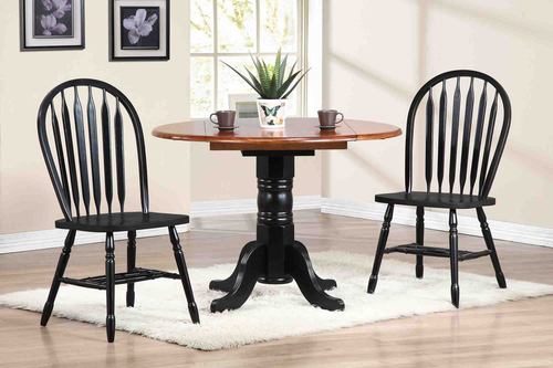 Sunset Trading Selections Windsor Arrowback Dining Side Chair | Antique Black Cherry Distressed Solid Wood | Set of 2 Fully Assembled Sidechairs