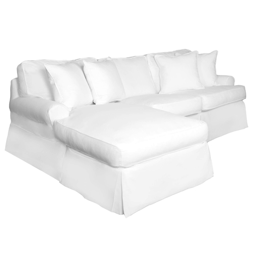 Sunset Trading Horizon Replacement Slipcover Only for T-Cushion Sectional Sofa with Chaise | Warm White