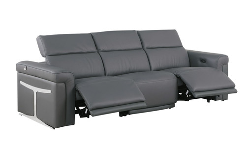 Two Piece Dark Gray Italian Leather Five Person Seating Set