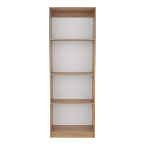 71" Natural Wood Four Tier Bookcase