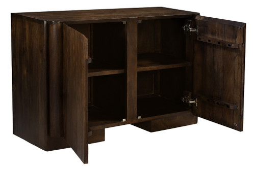 48" Dark Brown Distressed Solid Wood Sideboard Soft Close with Two Doors