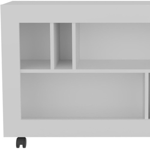 25" White Wood Five Tier Bookcase