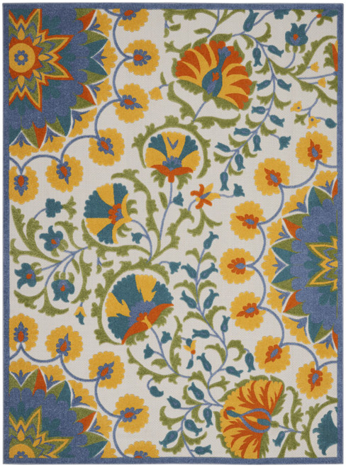 Homeroots Home Decor 7’ x 10' Multi Medallion Indoor Outdoor Area Rug