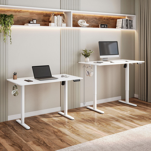 Adjustable White Wood and Stainless Steel Standing Desk