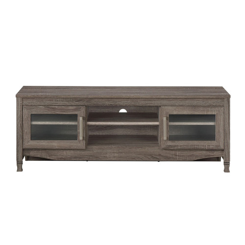 53" Gray Wood Enclosed and Open Storage TV Stand