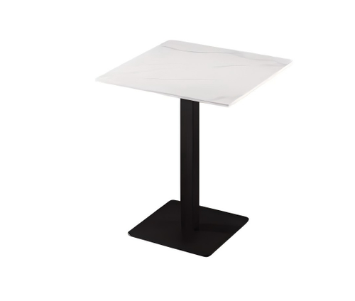 30" Three Piece White and Black Stone and Steel Square Bar Table