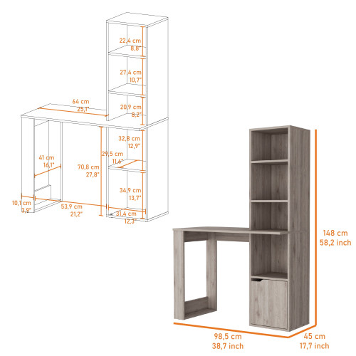 39" Gray Computer Desk
