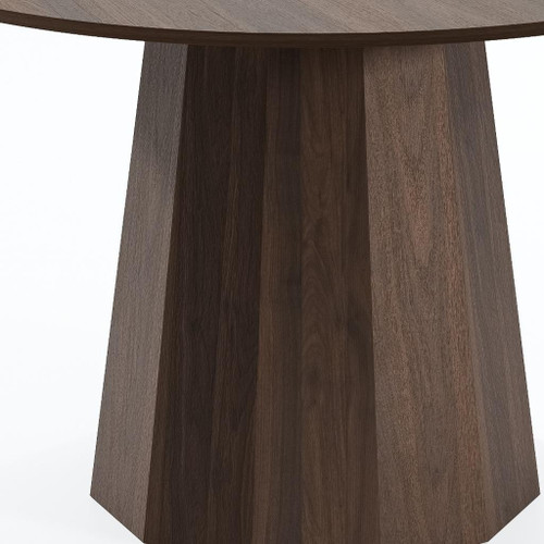 46" Walnut Wood Pedestal Base Round Top Dining Table