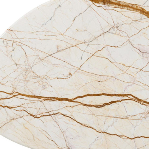 47" Natural and Brown Genuine Marble and Wood Free Form Coffee Table