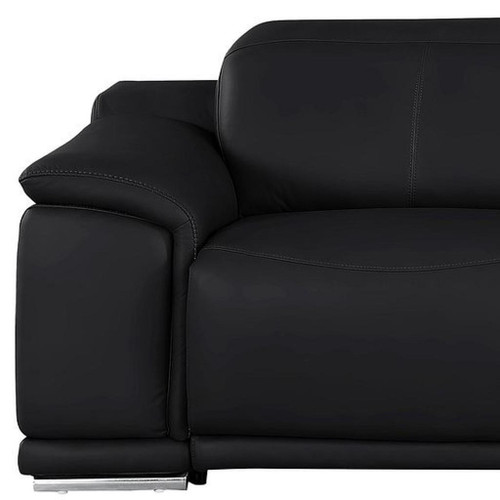 107" Black Top Grain Leather Reclining USB Sofa