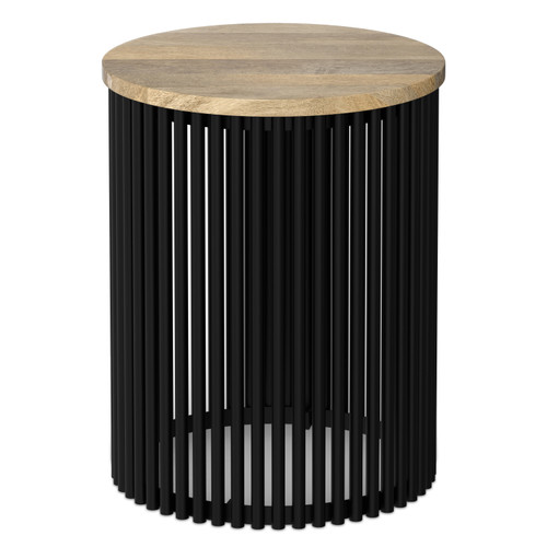 25" Black Metal Round End Table