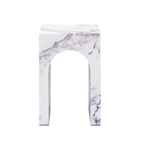 18" White Concrete Square Sled End Table