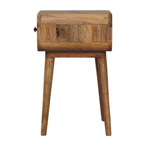 19" Beige Solid Wood Square One Drawer Nightstand