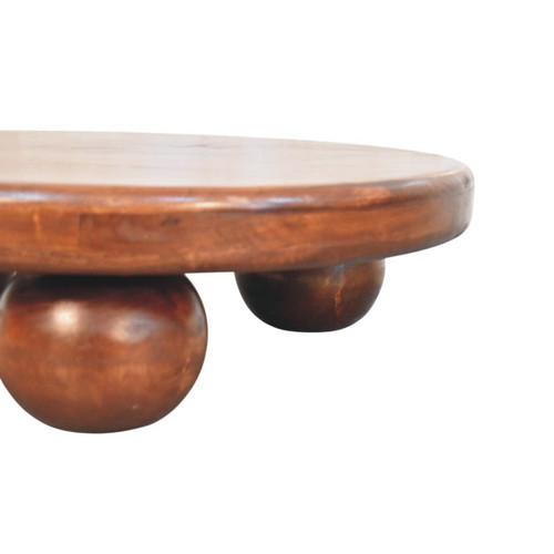 65" Brown Solid Wood Round Coffee Table With Eight Drawers