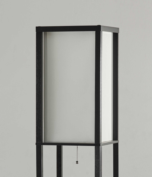 72" Black And White Solid Wood Column With White Cotton Shade