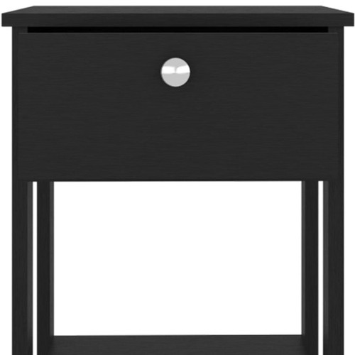 16" Black Wood One Drawer Nightstand