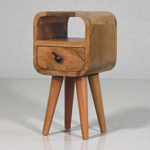 16" Oak Solid Wood Square One Drawer Nightstand