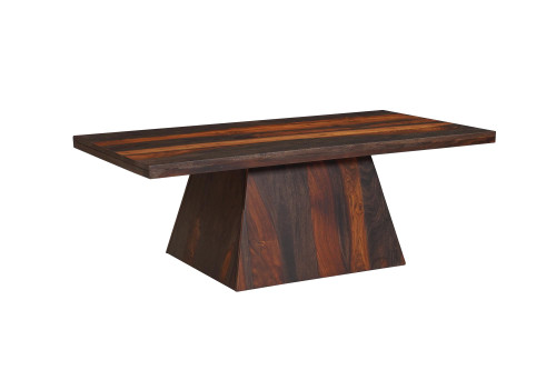 51" Dark Brown Solid Wood Pedestal Coffee Table