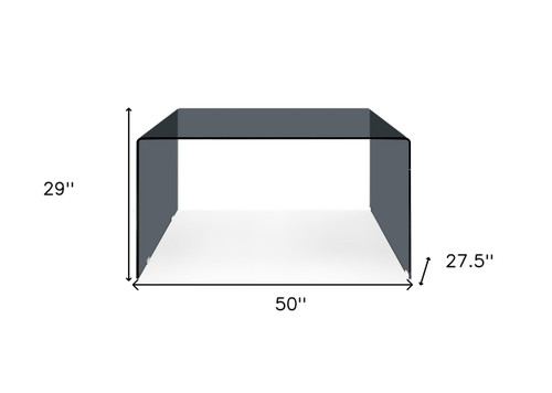 50" Gray Glass Sled Writing Desk