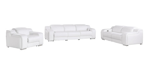 Three Piece White Leather Six Person Seating Set
