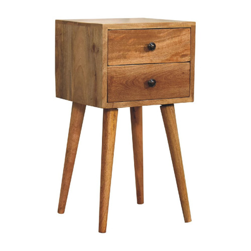 22" Oak Solid Wood Two Drawer Nightstand