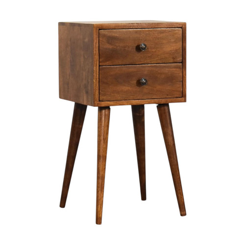 22" Chestnut Solid Wood Two Drawer Nightstand