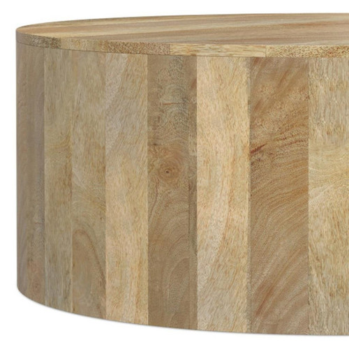 36" Natural Solid Wood Round Solid Coffee Table