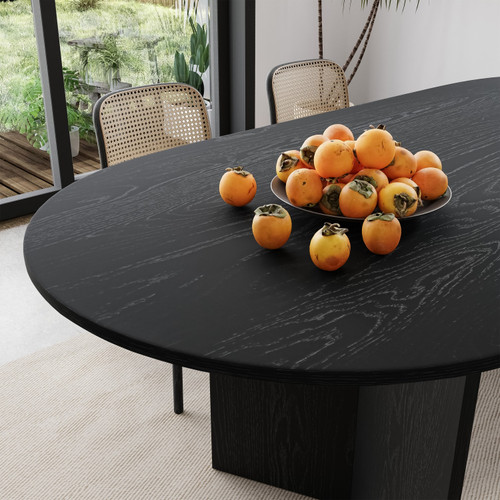 67" Black Wood Oval Bar Table