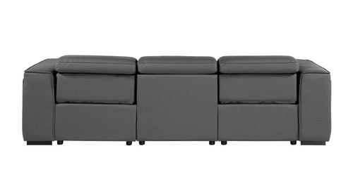 104" Dark Gray Top Grain Leather Reclining Metal USB Sofa
