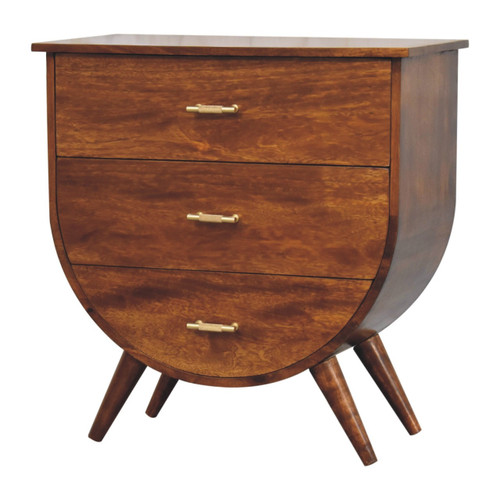 29" Brown Solid Wood Two Drawer Nightstand