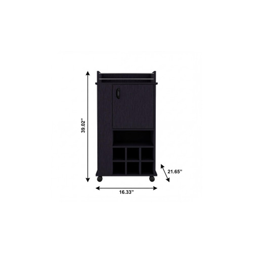 16" Black Wood Bar Cart