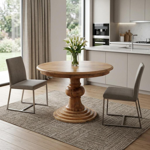 43" Brown Solid Wood Dining Table