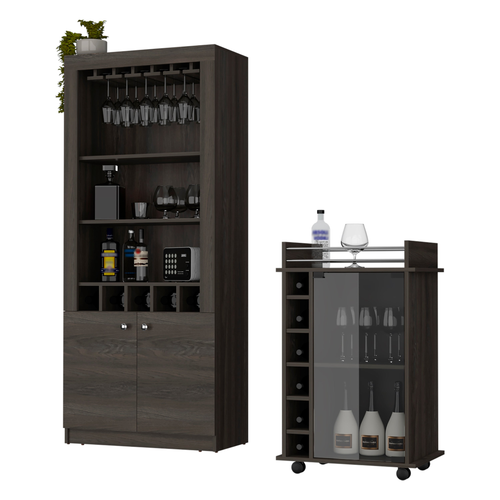 Fremont 2 Piece Living Room Set, Bar Cabinet + Bar Cart