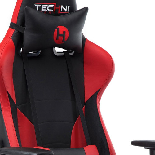 Red and Black Adjustable Height Swivel Rolling Gaming Chair