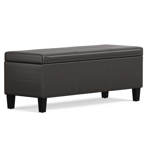 48" Brown and Dark Brown Leather Ottoman With Storage