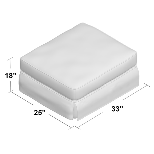 Sunset Trading Americana Box Cushion Slipcovered Ottoman | Performance Fabric Washable Water-Resistant Stain-Proof | White