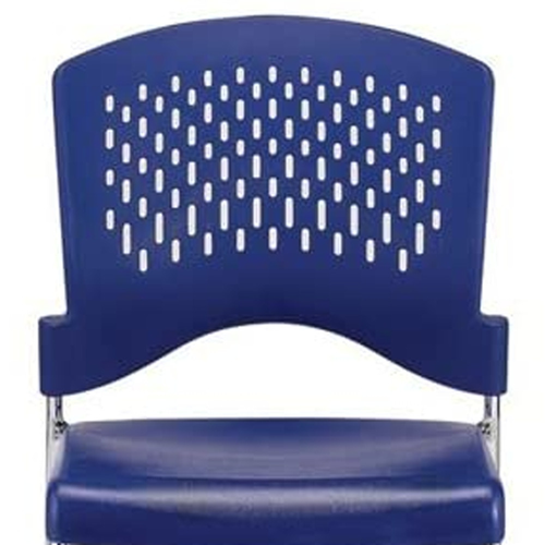 Set of Four Navy Blue and Silver Plastic Office Chair