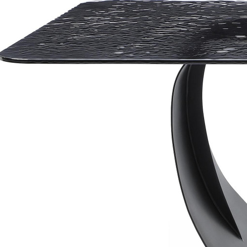 94" Black Glass and Brass Double Geo Pedestal Base Dining Table