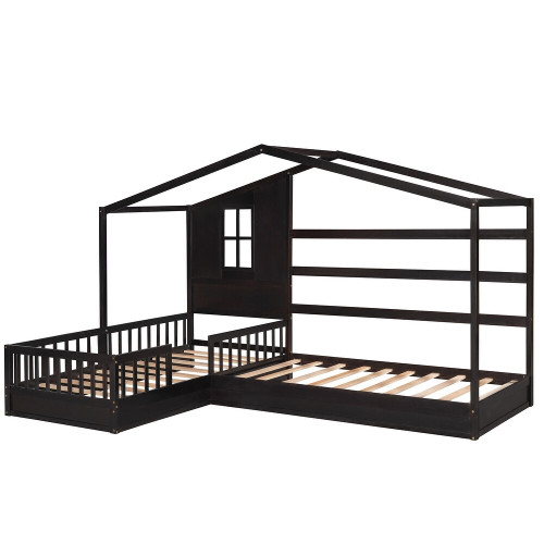 Espresso Wood Twin Canopy Bed Frame