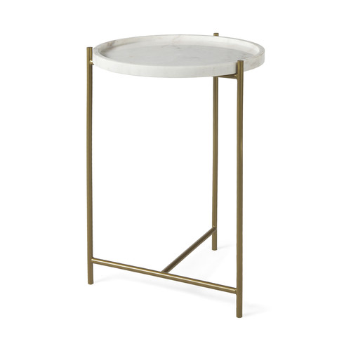 17" White and Gold Stone and Metal
