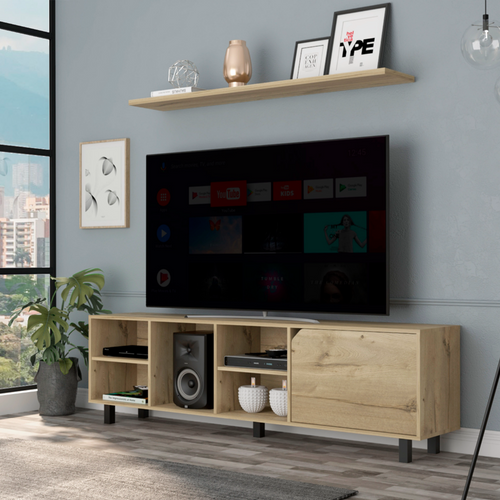 Valdivia Tv Stand for TVs up to 70, Four Open Shelves, Five Legs