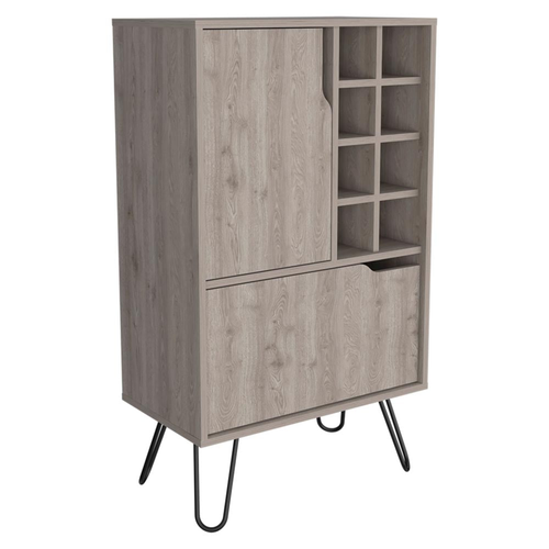 Manhattan L Bar Cabinet, Eight Wine Cubbies, Single Door