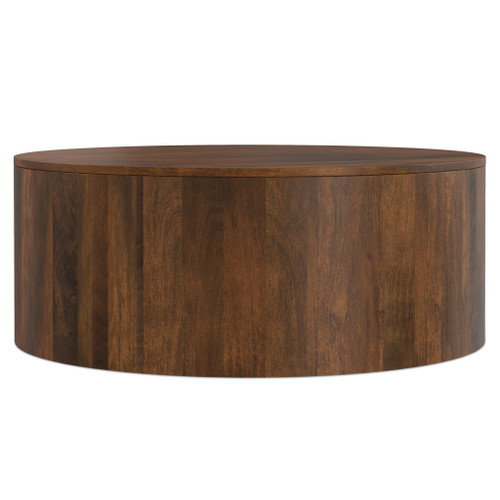 36" Brown Solid Wood Round Solid Coffee Table