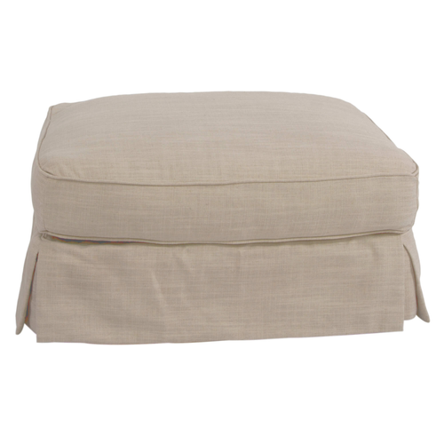 Sunset Trading Americana Box Cushion Slipcovered Ottoman | Linen 