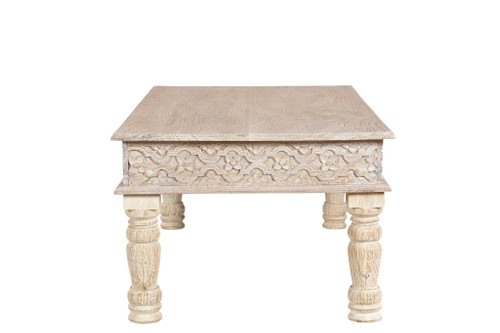 Set Of Three Natural Solid Wood Distressed Coffee Table