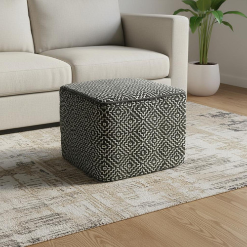 18" Gray Fabric Pouf Ottoman