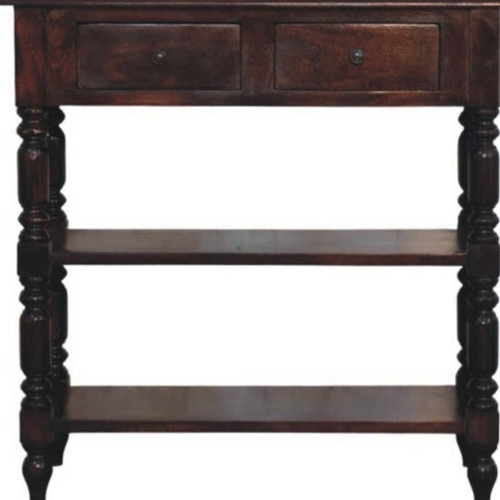 32" Brown Solid Wood and Wood End Table With Drawer And Shelf