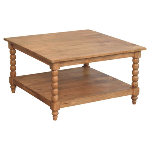 32" Brown Solid Wood Solid Coffee Table With Drawer