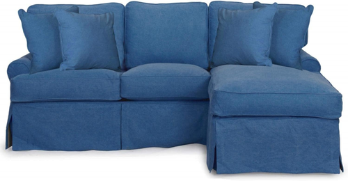 Sunset Trading Horizon Replacement Slipcover Only for T-Cushion Sectional Sofa with Chaise | Indigo Blue